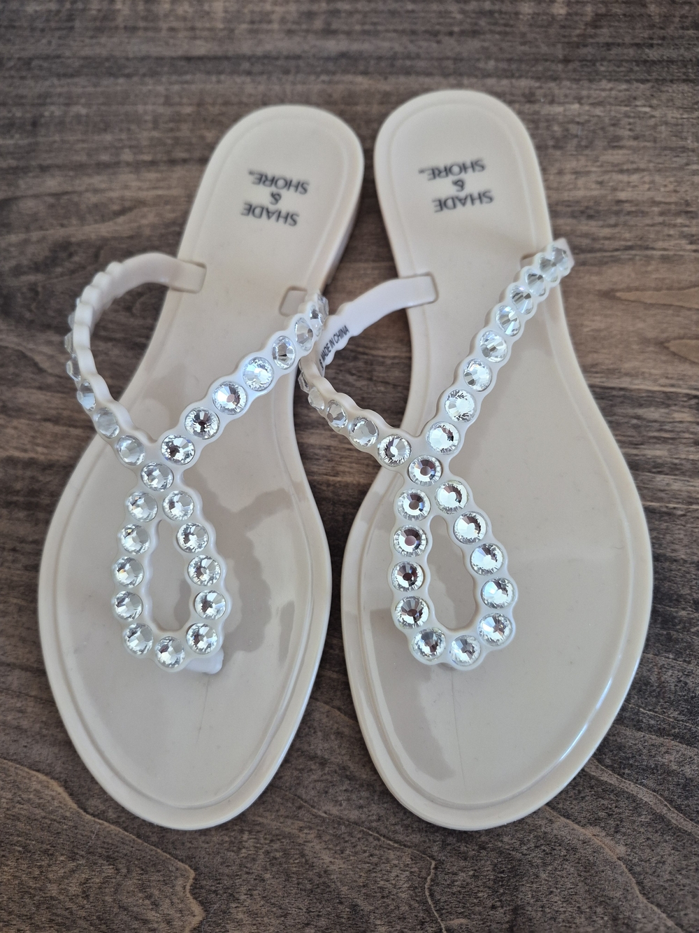 Shade & Shore White Crystal-Embellished Women's Sandals